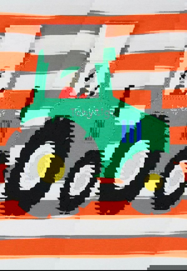 Organic Orange Tractor Applique Long - Sleeved T-Shirt - Toby Tiger