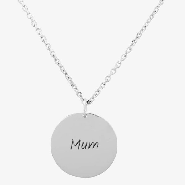 T. H. Baker Silver Classic Mum Disc Pendant Necklace THB001604
