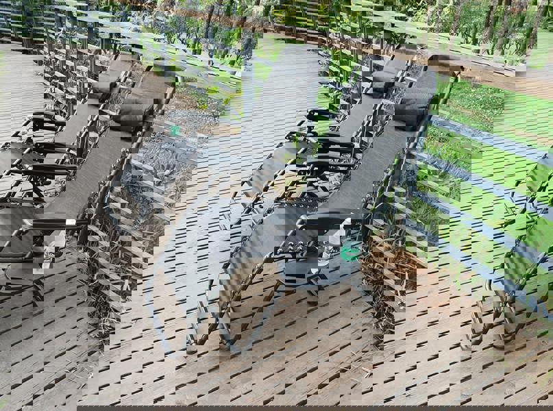 Gr8 Garden 2 x Zero Gravity Reclining Garden Chair Sun Beach Lounger Recliner Outdoor Black