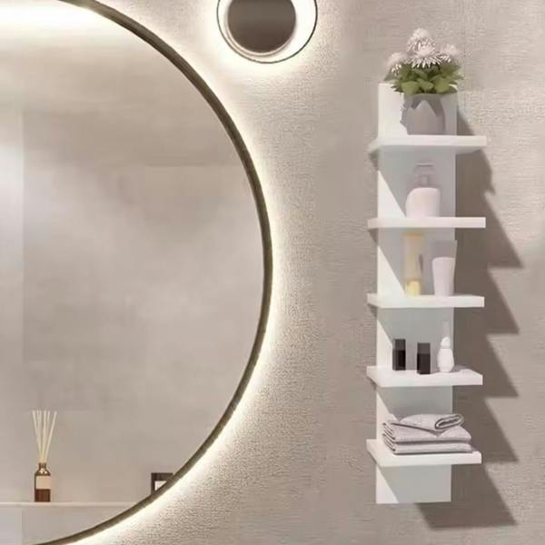 Havendro White 5 Tier Vertical Wall Shelf Floating Storage Unit Decorative Display Shelf