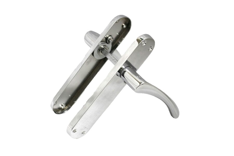 EDH Door Hardware Polished Chrome Twist Door Handle,Interior Latch Lever on Long Back Plate
