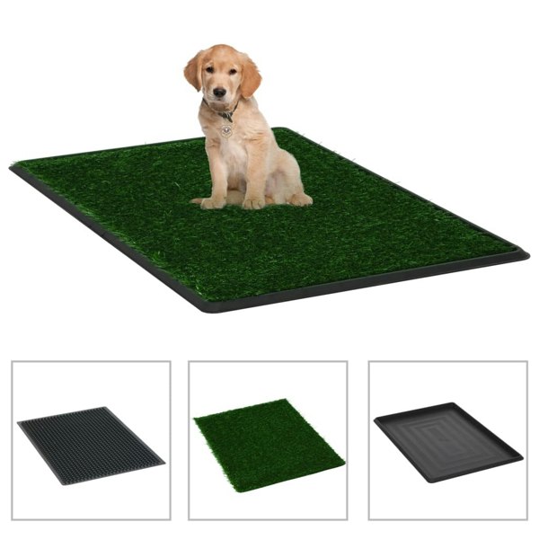 Berkfield Pet Toilets 2 pcs with Tray & Faux Turf Green 76x51x3 cm WC