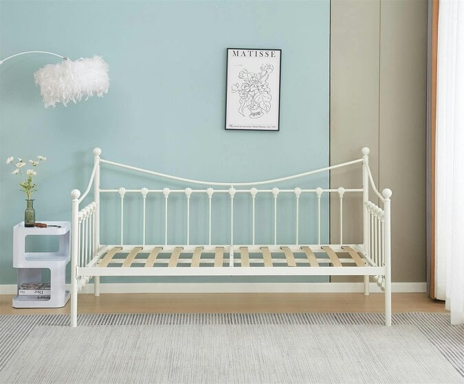 Kosy Koala Daybed Without Trundle White 3ft Single Bed with 1 Mattress Metal Bedroom Living Room