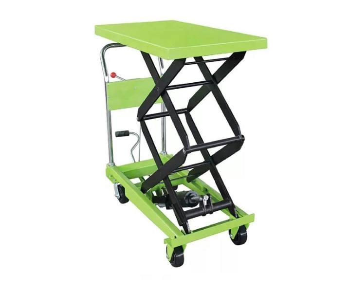 Hydraulic Scissor Lift Table Green 350KG (Manual Lifting Mobile Work Platform Cart Trolley)