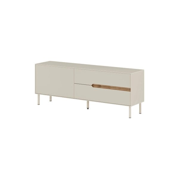 Decortie Arch TV Unit for TVs up to 60in 2 Drawers and Door Sandstone Whiskey Oak 150 x 35 x 56.5 cm (Sandstone and Whiskey Oak)