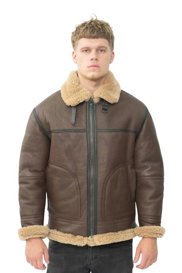 Infinity Leather Mens B3 Shearling Sheepskin Aviator Jacket-Gloucester