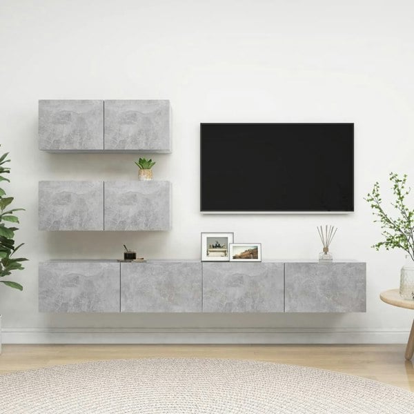 Berkfield 4 Piece TV Cabinet Set Concrete Grey Engineered Wood