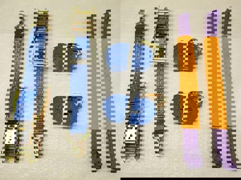 Recovery Ratchet Strap Set 50MM x 6M x2 (Round Sling Alloy Wheel Tie Down Trailer Kit)