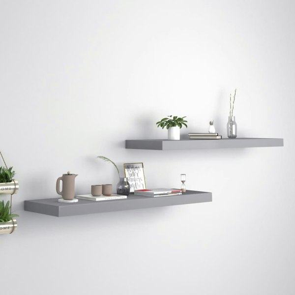 Berkfield Floating Wall Shelves 2 pcs Grey 80x23.5x3.8 cm MDF