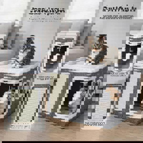 Skylos Cat House Indoor Cat Cave with Scratch Pad Fluffy Ball Cat Bed Pet House