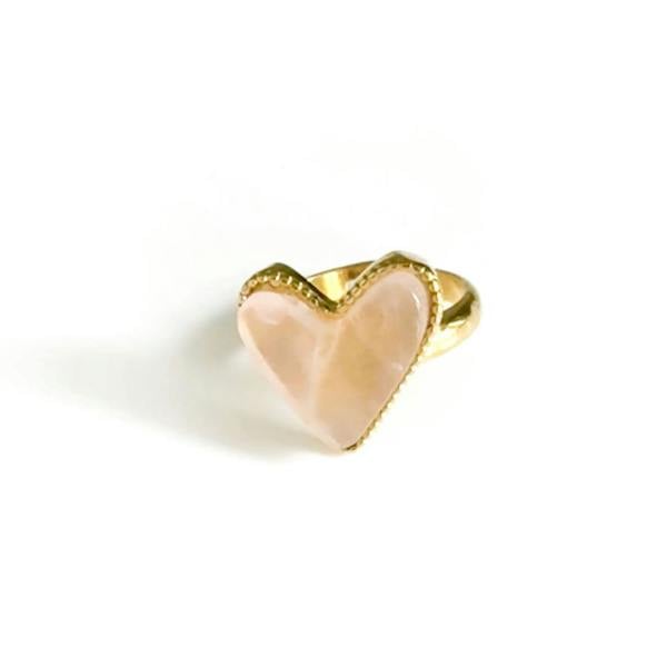 Hellie Luxe 18k Gold Plated Pink Heart Ring Luxe Tones