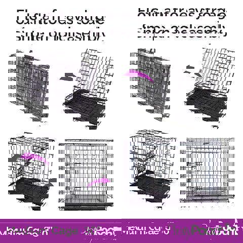 Pretty Pooch Dog Crate Medium Cage Puppy Cat Pet Training Tray and Bed With Two Gloves