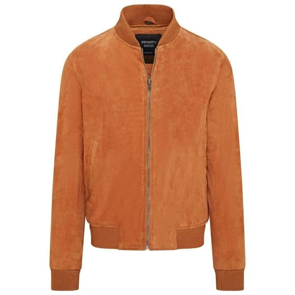 Infinity Leather Mens Soft Goat Suede MA-1 Varsity Bomber Jacket  - Dalian