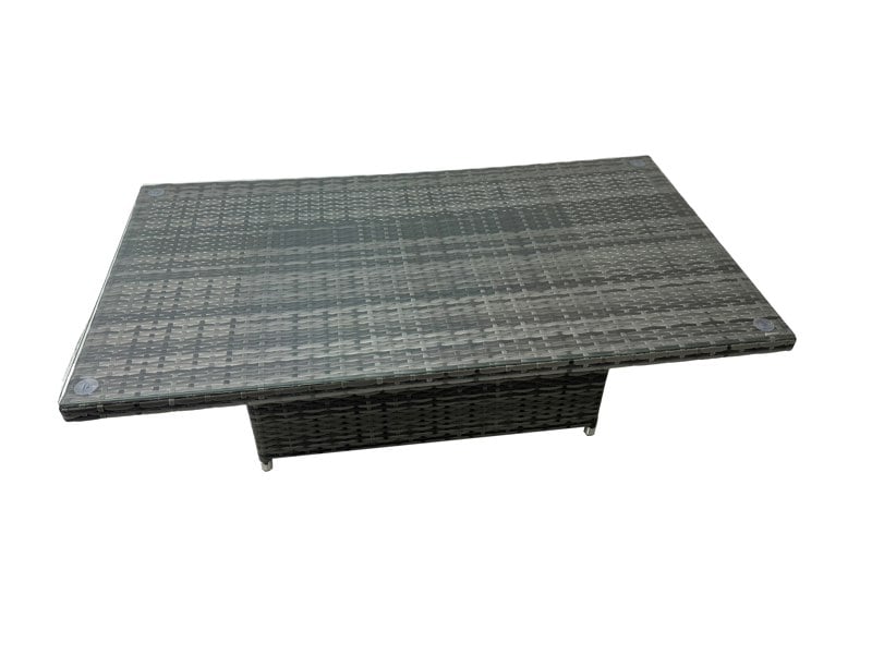 Fimous 7 Seater Rattan Height Adjustable Rising Lifting Table Corner Sofa Sets with Chair Dark Grey Mixed