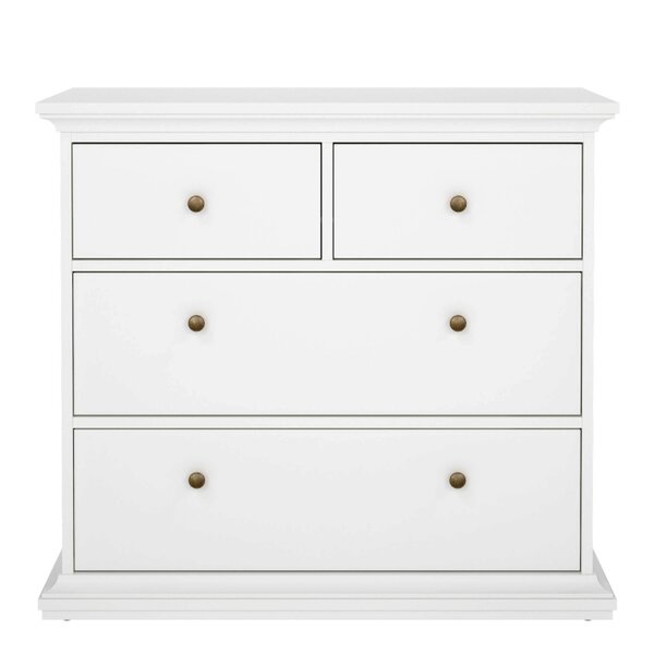 Wyld Haus Osaka Farmhouse White Wooden Chest of 4 Drawers