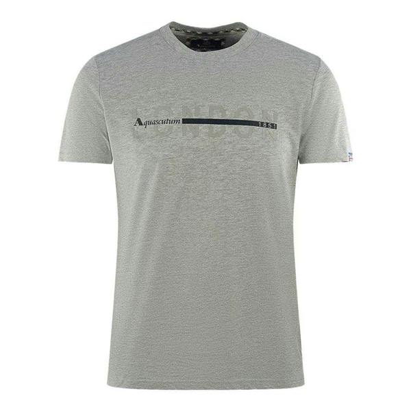 Aquascutum Mens London 1851 Split Logo T-Shirt - Grey - 