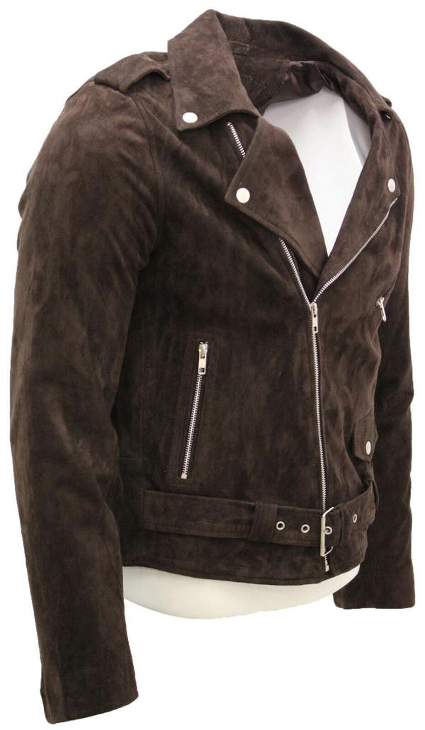 Infinity Leather Mens Goat Suede Leather Brando Biker Jacket-Melbourne