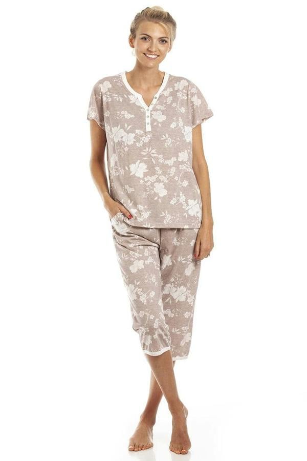 Womens Lightweight Floral Capri Pyjama Set