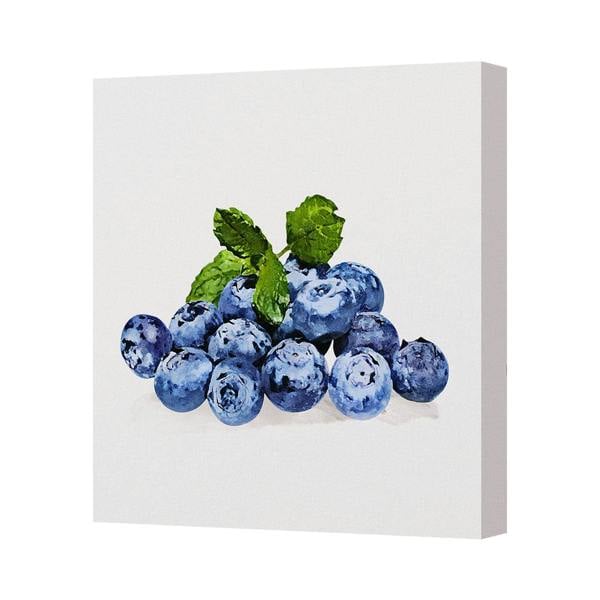 Benjamin Tate Design Blueberry Cluster Canvas Wall Art Print On Deep Gallery Frame
