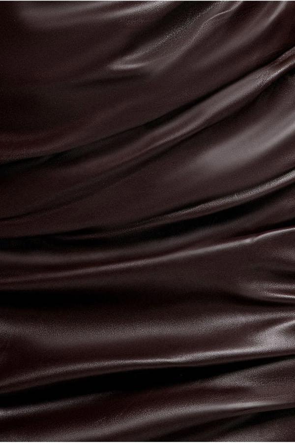 Cut Out Faux Leather Mini Dress - Brown DR3664