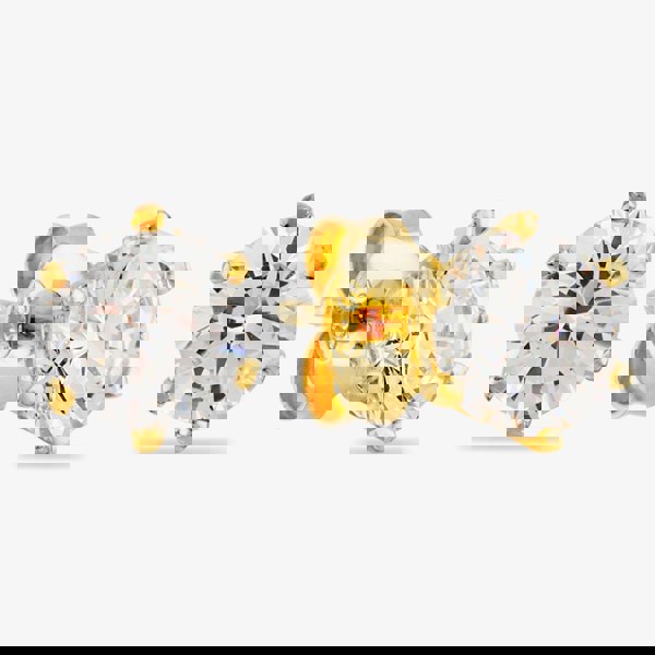 Starbright Gold Plated 6mm Six Claw Cubic Zirconia Stud Earrings E2177(6M) 3A GP