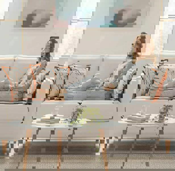 Anyhouz Anypillow Pillowcase White With Orange Abstract Line Print Decorative Cushion Cover