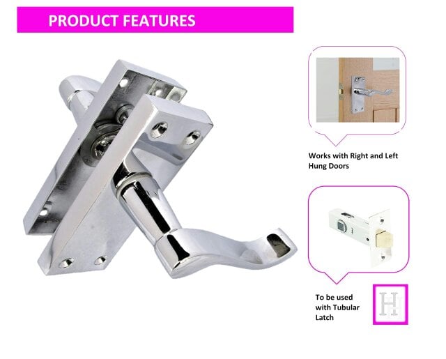 EDH Door Hardware Haven Heritage 7 Sets of Victorian Scroll Latch Door Handles Polished Chrome Hinges & Latches Pack Sets 118MM X 40MM