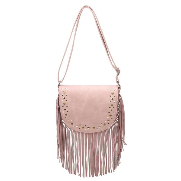 Kitise Western Style Bohemian Fringe Tassel Studded Crossbody Bag