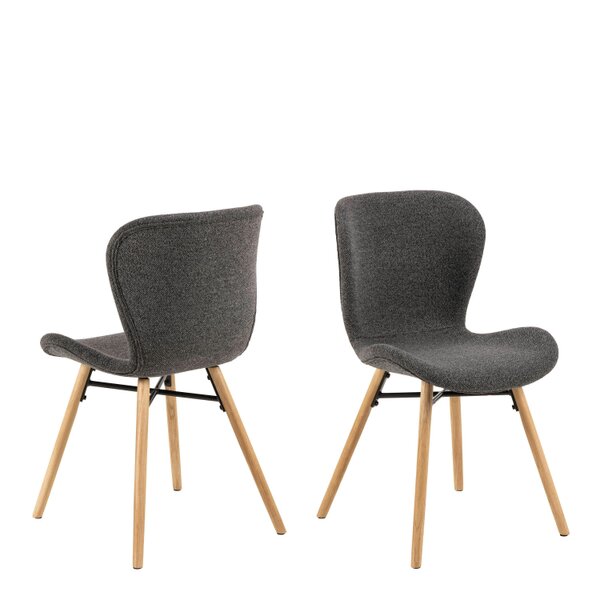 Wyld Haus Set of 2 Acorn Dining Chairs Grey Fabric and Oak Legs