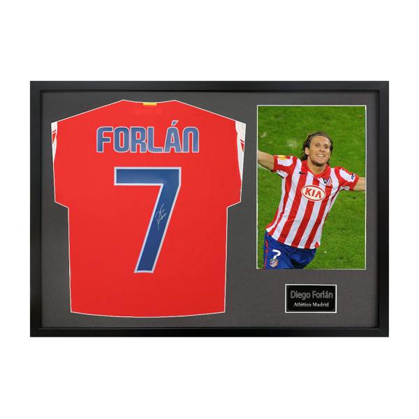 Diego Forlan Signed Atlético Madrid Shirt Classic Frame
