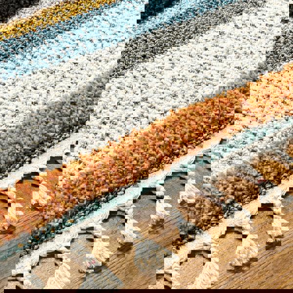 Livabliss Lofty-Shaggy Off-White Black Yellow Vintage Boho Plush Soft Pile Fringe Rug