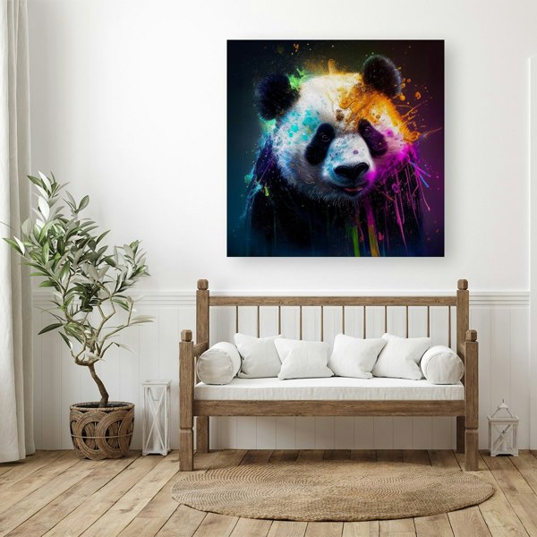 Warren Reed Panda Face Splashart Colourful Canvas