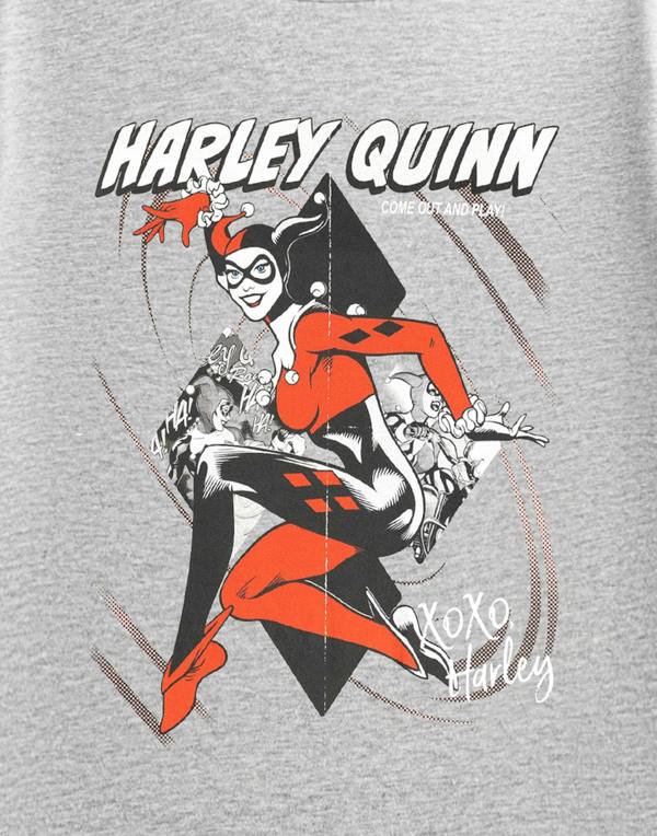 DC Comics Harley Quinn Unisex Grey XOXO Harley Short Sleeved T-Shirt