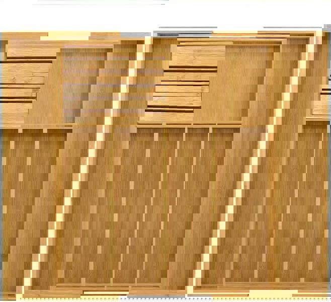 MANTRARAJ Cutlery Drawer Organiser Expandable Bamboo Utensil Organiser With Knife Holder Kitchen Drawer Divider