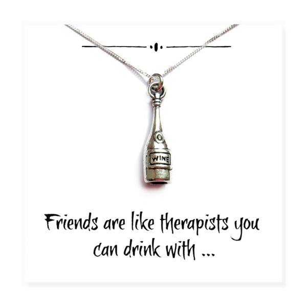 Aye Do Gifts Wine Bottle Charm Necklace on Funny Friends Message Card