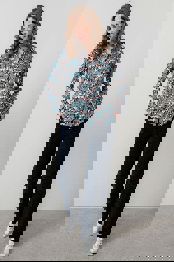 Lily & Me Patsy Geometric Print Shirt Sea Mist