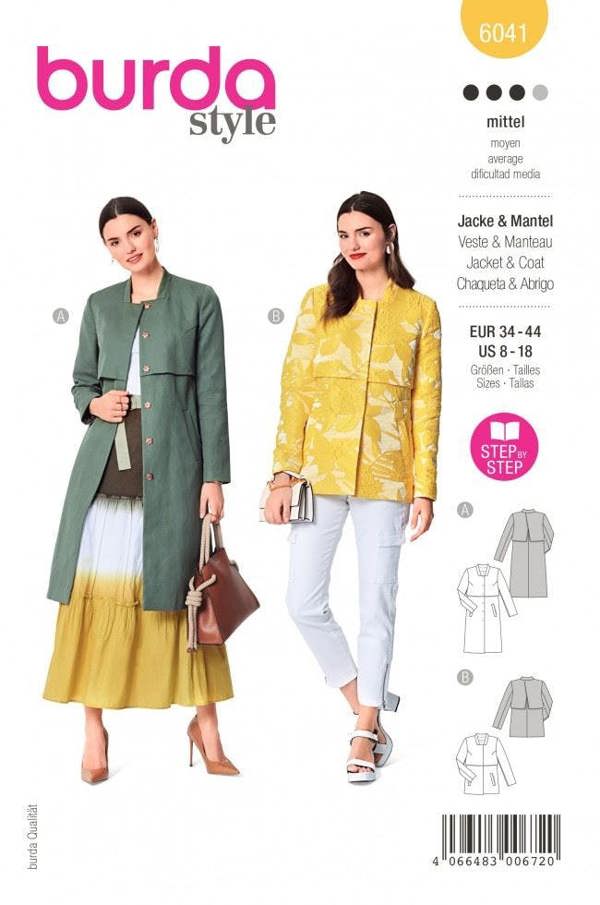 Burda Sewing Pattern 6041 Jackets and Coats For Women, 9 -18 (34 - 44) - Intermediate