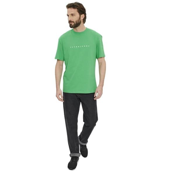 Jack And Jones Mens Embroidered Logo Relaxed Fit T-Shirt - Island Green - 