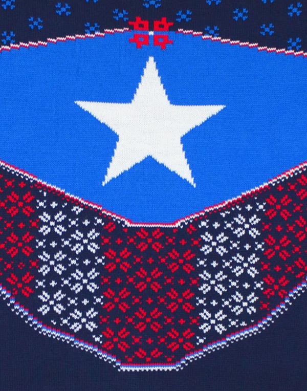 Marvel Mens Blue Captain America Christmas Jumper