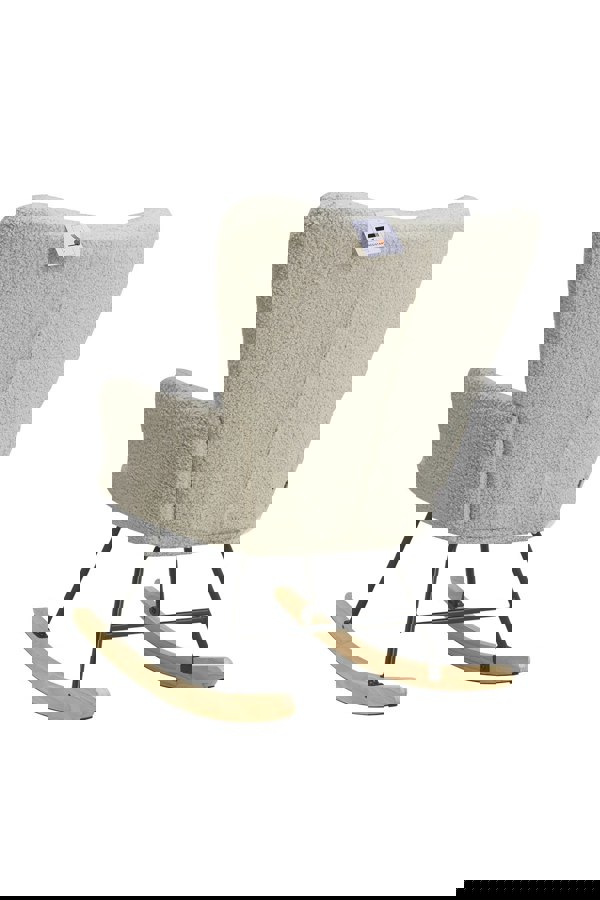 Living and Home Netural Bouclé Tufted Upholstered Rocking Chair