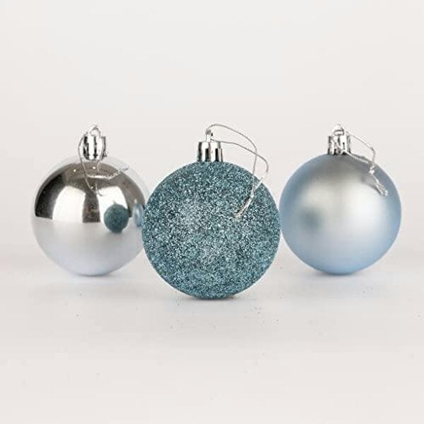 Shatchi Light Blue Shatterproof Christmas Baubles Set, 60mm Tree Decorations in 6 or 18 Pack Sizes