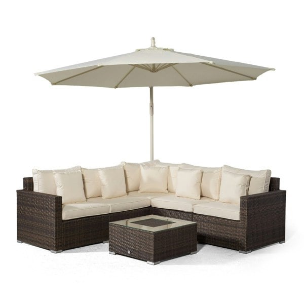 Giardino Havana 5 Seat Rattan Corner Sofa Set with Ice Bucket Coffee Table