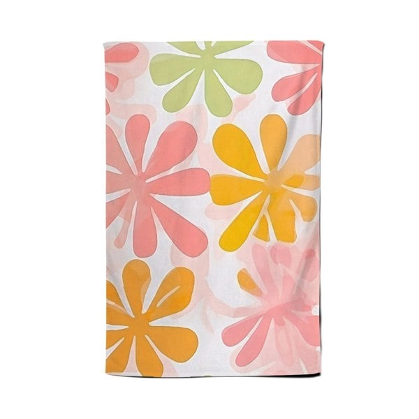 Warren Reed Yellow And Pink Flowers Tea Towel