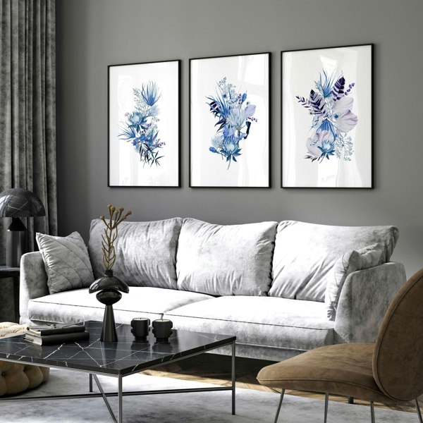 Botanical prints framed | set of 3 wall art prints