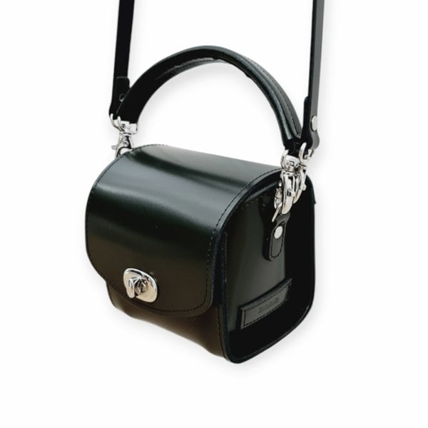 Zatchels Bauble Handmade High Shine Leather Handbag - Black