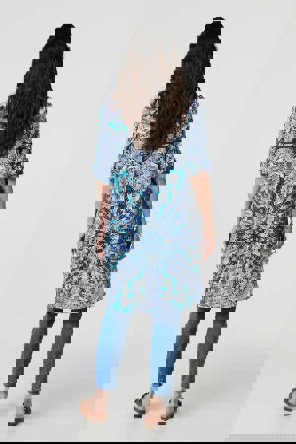 Blue | Paisley Long Sleeve Tunic Shirt
