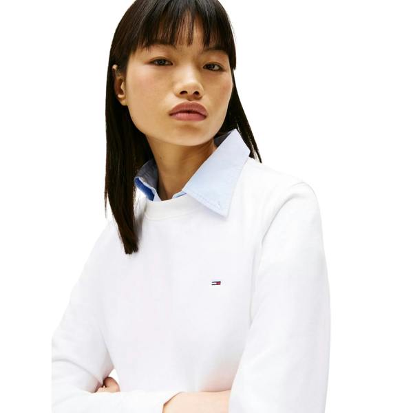 Tommy Jeans Womens/Ladies Embroidered Logo Brushed Fleece Sweatshirt - White - 