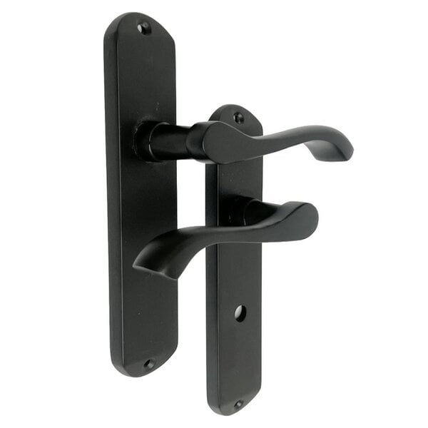EDH Door Hardware Cadenza Modern Matt Black Scroll Door Handles Bathroom Lock Handle 178mm x 40mm