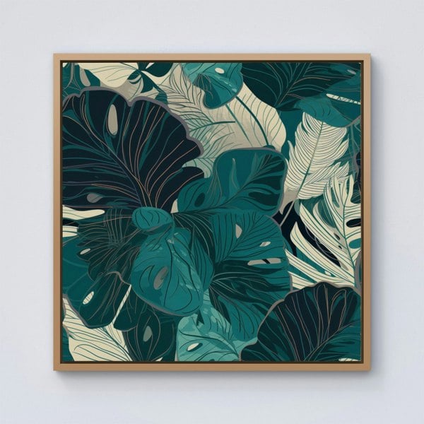 Warren Reed Tropical Green Leaves Framed Canvas