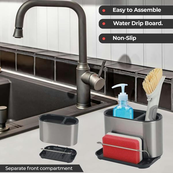 Top 3 Kitchen Sink Caddy Organiser Sponge Brush Holder Stainless Steel